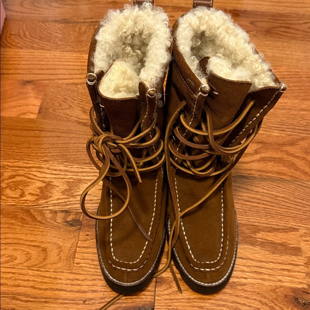 POLO Brown Suede Fur-Lined Boots